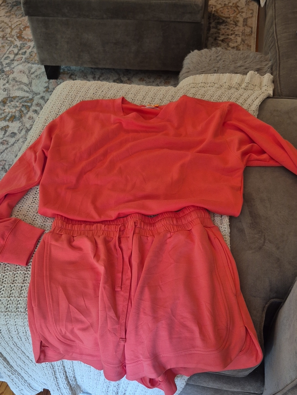 Double Zero Bright Coral Top - Short Set